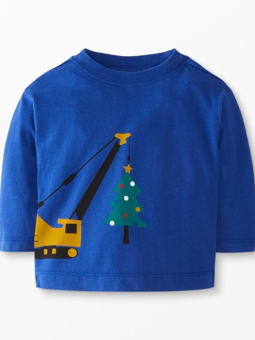 Hanna Andersson:  Baby Boy Christmas Tree Set Up Graphic Tee Blue NEW